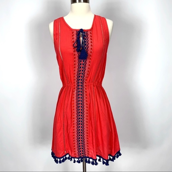 Jack by BB Dakota Mini Dress embroidered red - Picture 1 of 6